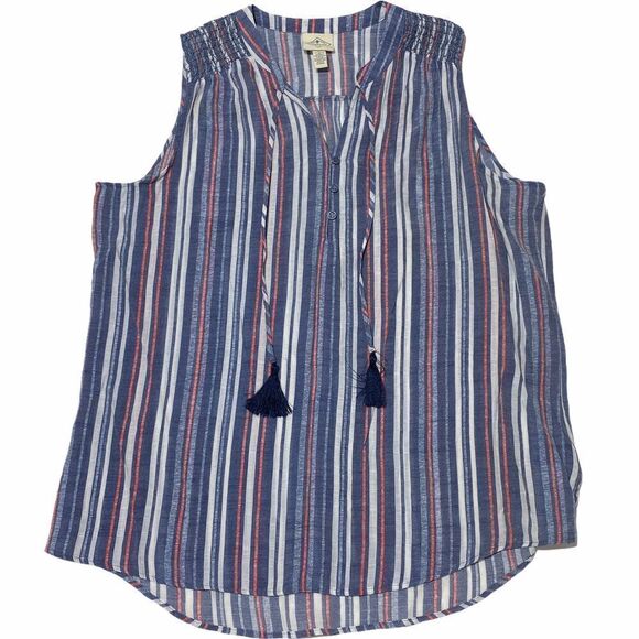 ST. John's Bay Sleeveless Striped Boho Blouse XL - Picture 6 of 9